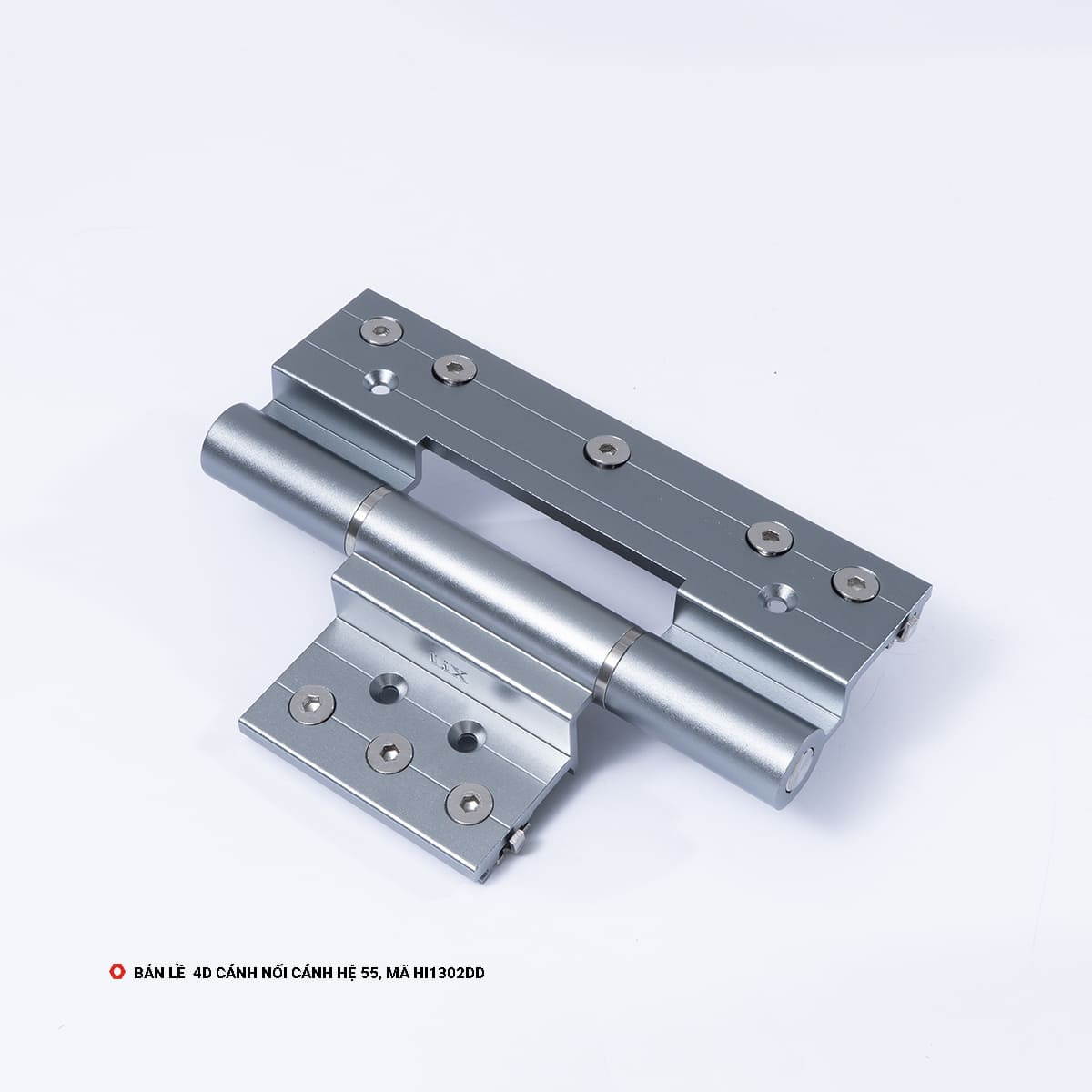 Bản Lề 4D Xingfa Màu Xám Ánh Kim Anode, Chất Liệu Hợp Kim Nhôm, Mã HI1302DF/HI1302DD Bản lề 4D Hệ 55, Mã HI1302DD