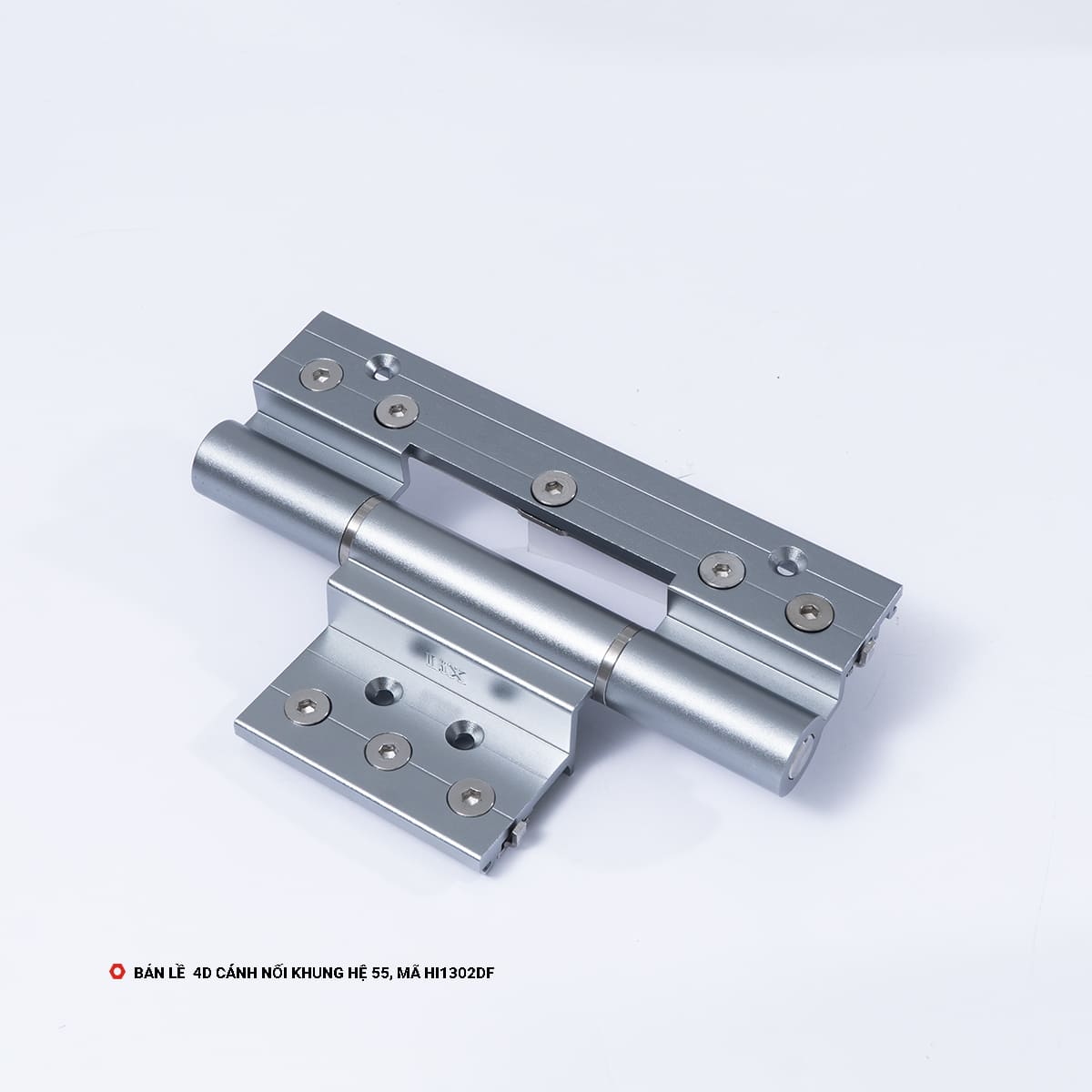 Bản Lề 4D Xingfa Màu Xám Ánh Kim Anode, Chất Liệu Hợp Kim Nhôm, Mã HI1302DF/HI1302DD Bản lề 4D Hệ 55, Mã HI1302DF