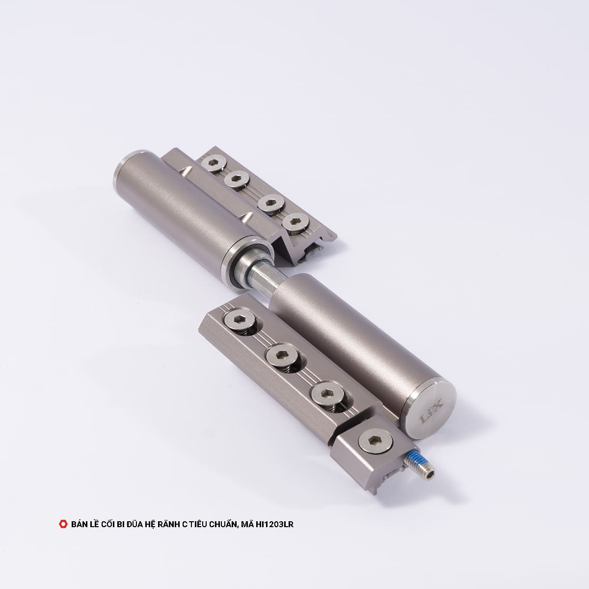 Bản Lề Cối Bi Đũa, Chất Liệu Hợp Kim Nhôm, Mầu Champagne Anode, Mã HI1203L/R Bản lề cối bi đũa Hệ rãnh C tiêu chuẩn, Mã HI1203LR