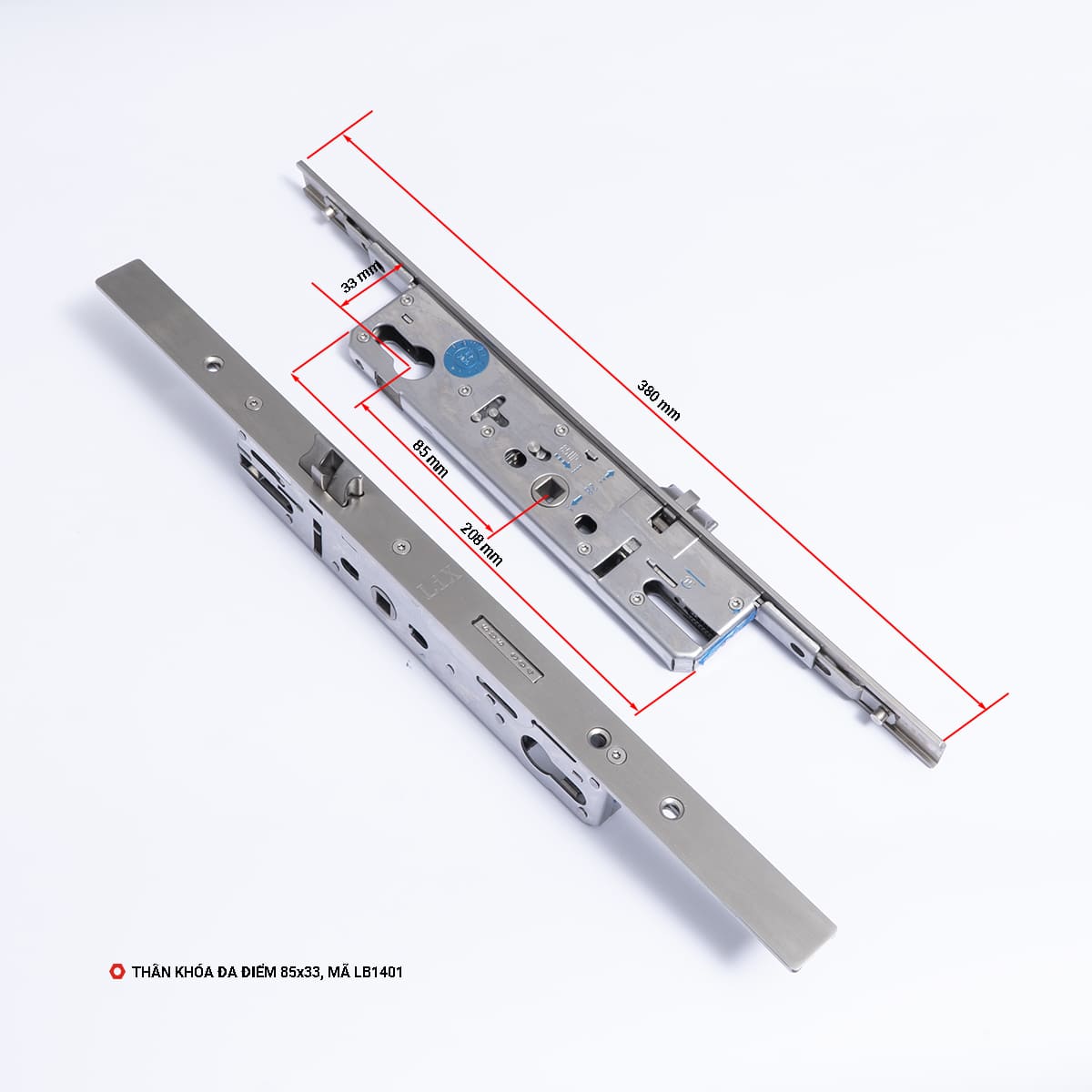 Thân Khóa Đa Điểm Rãnh C, Chất Liệu Thép Không Rỉ, Mã LB1401 Thân Khóa Đa Điểm 85x33, Mã LB1401
