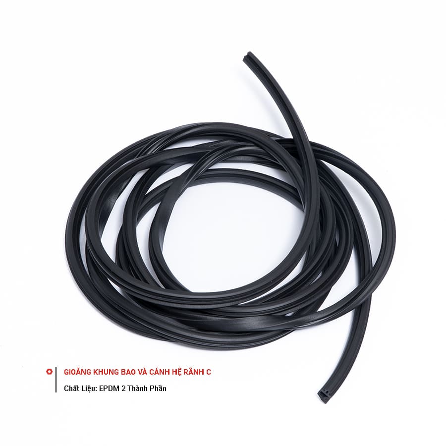 Gioăng EPDM Khung Và Cánh, Hệ Rãnh C, Mã 1301 Gioăng EPDM Khung Cánh rãnh C